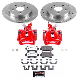 Buick LaCrosse Brake Kit - Rear - PowerStop - Drilled & Slotted Rotors + Carbon-Fiber Ceramic Pads + Powder Coated Calipers - Red - `12-`16