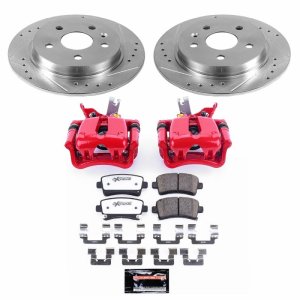 Chevrolet Malibu Brake Kit - Rear - PowerStop - Drilled & Slotted Rotors + Carbon-Fiber Ceramic Pads + Powder Coated Calipers - Red - `14-`15