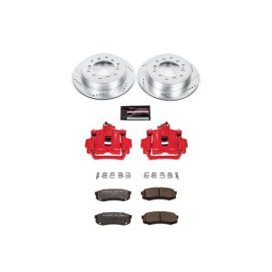Toyota FJ Cruiser Brake Kit - Rear - PowerStop - Drilled & Slotted Rotors + Carbon-Fiber Ceramic Pads + Powder Coated Calipers - Red - `10-`14