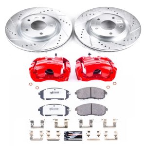 Nissan Juke Brake Kit - Front - PowerStop - Drilled & Slotted Rotors + Carbon-Fiber Ceramic Pads + Powder Coated Calipers - Red - `11-`17