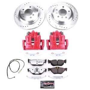 BMW X1 Brake Kit - Rear - PowerStop - Drilled & Slotted Rotors + Carbon-Fiber Ceramic Pads + Calipers - `13-`15