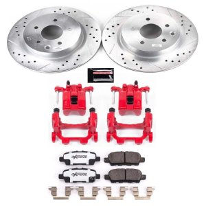INFINITI Q40 Brake Kit - Rear - PowerStop - Drilled/Slotted Rotors + Carbon-Fiber Ceramic Pads + Powder Coated Calipers - 2015