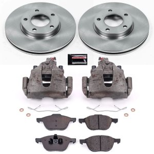 Mazda 3 Brake Kit - Front - PowerStop - Autospecialty Rotors + Evolution Ceramic Pads + Replacement Calipers - `04-`13
