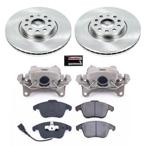 Audi Q3 Brake Kit - Front - PowerStop - OE Replacement Rotors + Ceramic Pads + Non-coated Calipers - `15-`18