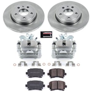 Audi A4 Brake Kit - Rear - PowerStop - Autospecialty Rotors + Evolution Ceramic Pads + Replacement Calipers - `05-`09