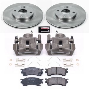 Mazda Protege Brake Kit - Front - PowerStop - Autospecialty Rotors + Evolution Ceramic Pads + Non-coated Calipers - `99-`00