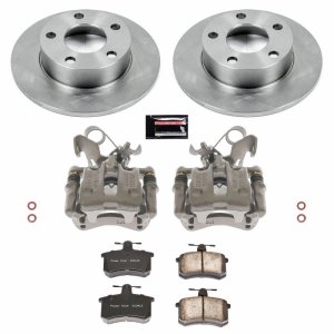 Audi A4 Quattro Brake Kit - Rear - PowerStop - Autospecialty Rotors + Evolution Ceramic Pads + Replacement Calipers - `96-`01