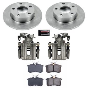 Volkswagen Passat Brake Kit - Rear - PowerStop - Autospecialty Rotors + Evolution Ceramic Pads + Replacement Calipers - `99-`05