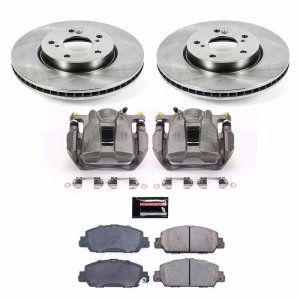 Honda Accord Brake Kit - Front - PowerStop - Autospecialty Rotors + Evolution Ceramic Pads + Non-coated Replacement Calipers - `13-`18