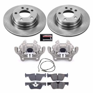 BMW 4 Series Brake Kit - Rear - PowerStop - OE Stock Replacement Low-Dust Ceramic Brake Pad, Rotor and Caliper Kit - `14-`15