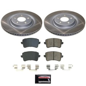 Mazda Tribute Brake Kit - Front + Rear - PowerStop - OE Stock Replacement Low-Dust Ceramic Brake Pads + Autospecialty Rotors + Evolution Premium Coated Drums + Brake Shoes - `01-`06