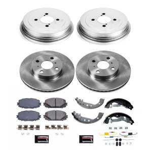 Toyota Yaris Brake Kit - Front + Rear - PowerStop - Autospecialty Rotors + Z17 Brake Pads + Evolution Premium Coated Drums + Shoes - `15-`18