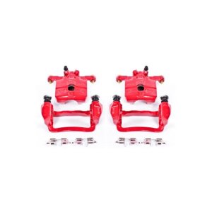 Saab 9-2X Brake Calipers - Rear - PowerStop - Red Powder Coated, Floating Caliper with Bracket - Red - `05-`06