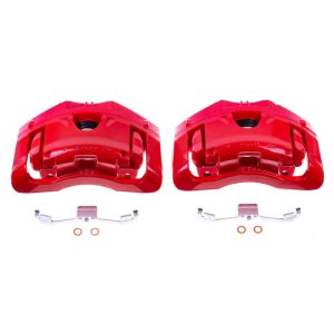 Volvo S60 Brake Calipers - Front - PowerStop - Powder Coated with Brackets - Red - 2008