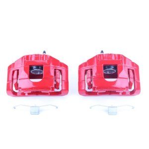 Audi A4 Caliper Set - Front - PowerStop - High-Temp Powder Coated - Red - `05-`06