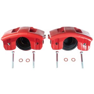 Jeep Cherokee Brake Calipers - Front - PowerStop - Red Powder Coated - Red - `90-`01