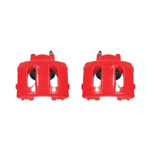 Jeep Cherokee Brake Calipers - Front - PowerStop - Red Powder Coated - Red - `90-`01