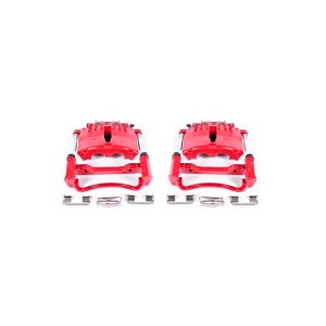 Ford Mustang Brake Calipers (2) - Front - PowerStop - Red Powder Coated - Red - `99-`02