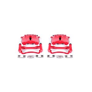 Ford Mustang Brake Calipers (2) - Front - PowerStop - Red Powder Coated - Red - `99-`02