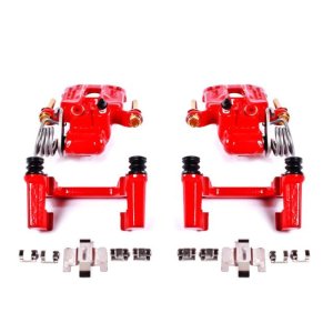 Ford Mustang Brake Calipers (2) - Rear - PowerStop - Floating Manual Parking Brake Caliper with Bracket - Red - `94-`04