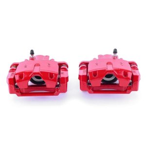 Cadillac SRX Brake Calipers (Pair) - Rear - PowerStop - Powder Coated - Red - `04-`09