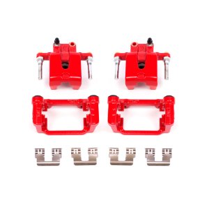 Dodge Magnum Brake Calipers - Rear - PowerStop - Red Powder Coated with Brackets - Red - `05-`08