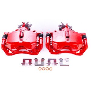 Buick Lucerne Brake Calipers (2) - Rear - PowerStop - High-Temp Red Powder Coated w/Brackets - Red - `06-`11