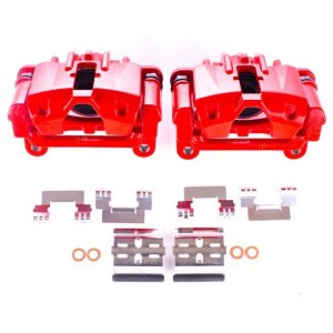 Cadillac XLR Brake Calipers - Rear - PowerStop - Red Powder Coated Calipers - Red - `06-`09