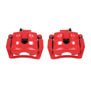Cadillac SRX Brake Calipers - Rear - PowerStop - Red Powder Coated + Brackets - Red - `10-`11