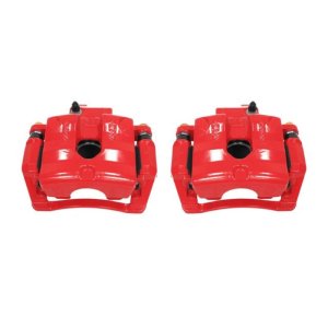 Cadillac SRX Brake Calipers - Rear - PowerStop - Red Powder Coated + Brackets - Red - `10-`11