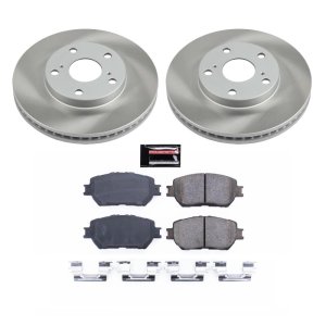 Toyota Camry Brake Kit - Front - PowerStop - Semi-Coated Rotors + Z17 Evolution Plus Ceramic Pads - Silver - `02-`06