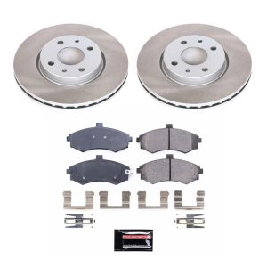 Hyundai Elantra Brake Kit - Front - PowerStop - Semi-Coated Rotors + Z17 Evolution Plus Low-Dust Ceramic Pads - Silver - `02-`05