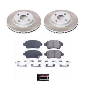Toyota Prius Brake Kit - Front - PowerStop - Semi-Coated Rotors + Z17 Evolution Plus Low-Dust Ceramic Pads - `01-`03