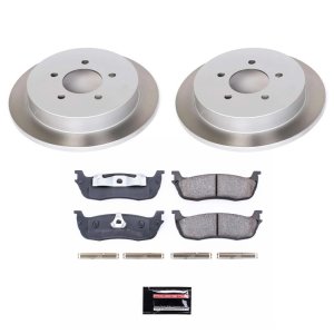 Lincoln Navigator Brake Kit - Rear - PowerStop - Semi-Coated Rotors + Z17 Evolution Plus Low-Dust Ceramic Pads - Silver - `00-`02