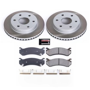 GMC Yukon XL 1500 Brake Kit - Front - PowerStop - Semi-Coated Rotors + Z17 Evolution Plus Ceramic Pads - Silver - `00-`06