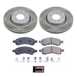 Saab 9-7x Brake Kit - Front - PowerStop - Semi-Coated Rotors + Z17 Evolution Plus Ceramic Pads - Silver - `06-`09