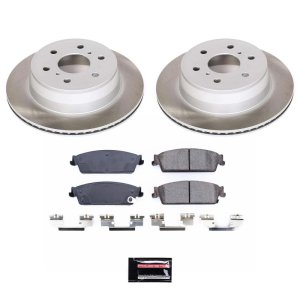 GMC Yukon XL 1500 Brake Kit - Rear - PowerStop - Semi-Coated Rotors + Z17 Evolution Plus Low-Dust Ceramic Pads - Silver - `07-`14