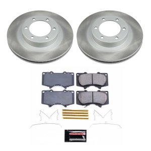 Toyota 4Runner Brake Kit - Front - PowerStop - Semi-Coated Rotors + Z17 Evolution Plus Ceramic Pads - Silver - `03-`09