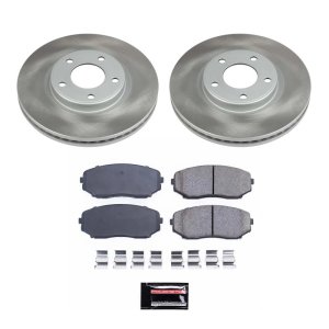 Lincoln MKX Brake Kit - Front - PowerStop - Semi-Coated Rotor + Z17 Evolution Plus Low-Dust Ceramic Pads - Silver - `07-`08