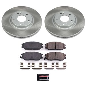 Kia Amanti Brake Kit - Front - PowerStop - Semi-Coated Rotors + Z17 Evolution Plus Low-Dust Ceramic Pads - `04-`06