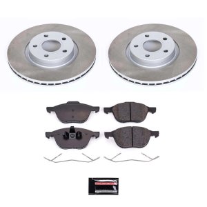 Volvo V50 Brake Kit - Front - PowerStop - Semi-Coated Rotors + Z17 Evolution Plus Ceramic Pads - `05-`11