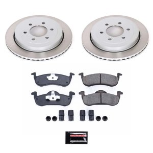 Lincoln Navigator Brake Kit - Front - PowerStop - Semi-Coated Rotors + Z17 Evolution Plus Ceramic Pads - Silver - `07-`09