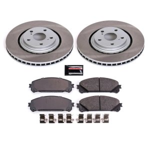 Toyota Sienna Brake Kit - Front - PowerStop - Semi-Coated Rotors + Z17 Evolution Plus Low-Dust Ceramic Pads - Silver - `11-`20