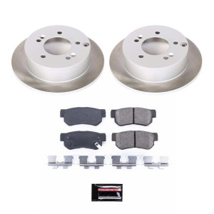 Kia Sportage Brake Kit - Rear - PowerStop - Semi-Coated Rotors + Z17 Evolution Plus Low-Dust Ceramic Pads - Silver - `05-`10