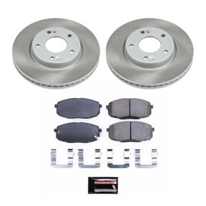 Hyundai Elantra Brake Kit - Front - PowerStop - Semi-Coated Rotors + Z17 Evolution Plus Ceramic Pads - Silver - `09-`12