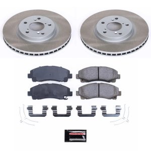 Honda Ridgeline Brake Kit - Front - PowerStop - Semi-Coated Rotors + Z17 Evolution Plus Ceramic Pads - Silver - `12-`14