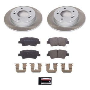 Kia Soul Brake Kit - Rear - PowerStop - Semi-Coated Rotors + Z17 Evolution Plus Low-Dust Ceramic Pads - Silver - `17-`23