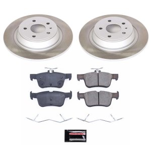 Lincoln MKZ Brake Kit - Rear - PowerStop - Semi-Coated Rotors + Z17 Evolution Plus Ceramic Pads - `13-`16