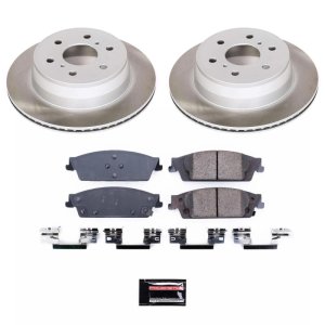 GMC Yukon XL Brake Kit - Rear - PowerStop - Semi-Coated Rotors + Z17 Evolution Plus Low-Dust Ceramic Pads - Silver - `15-`20