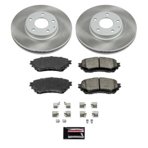 Mazda 6 Brake Kit - Front - PowerStop - Semi-Coated Rotors + Z17 Evolution Plus Ceramic Pads - Silver - `14-`18